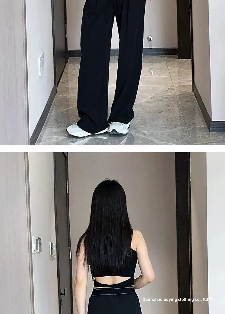 High Waist Yoga Pants Women's Sporty Lightweight Loose Straight Leg Quick Dry Comfortable Fit Casual Trousers.