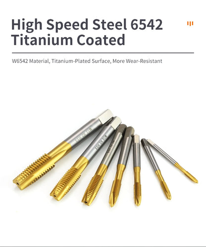 HSS Titanbeschichtung Gewindebohrer Bohrer M2 M2,5 M3 M3,5 M4 M5 M6 M8 M10 M12 Metrische gerade Nut Gewindebohrer Handwerkzeuge