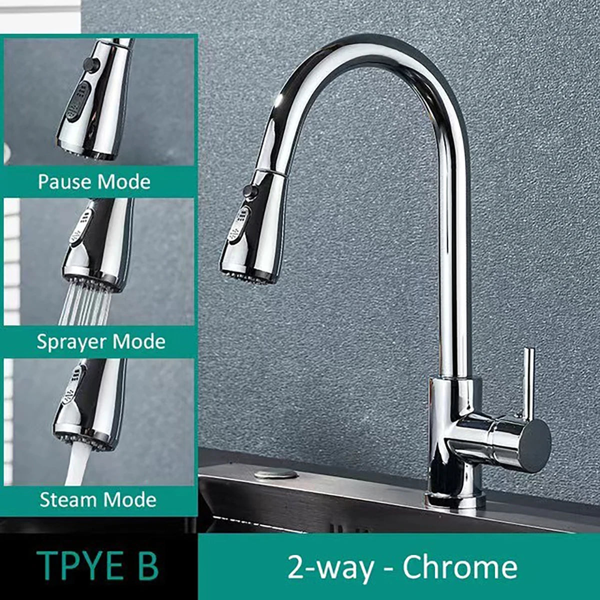 Old Style Pull-out Rotating Kitchen Faucet, 360° Swivel Stainless Steel Water Faucet in Brushed/Gold/Black Finish for Sink