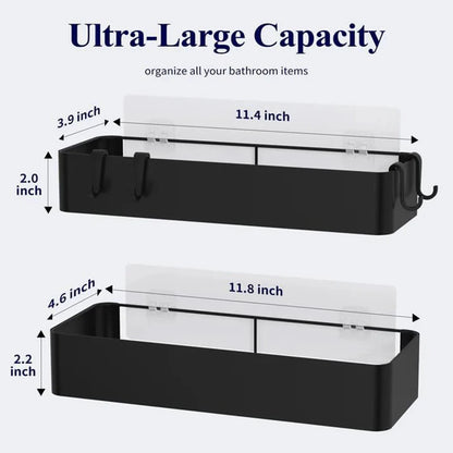 Großer Duschkorb, 2er-Pack, selbstklebender Dusch-Organizer, bohrfreie Duschregale für Innendusche und Badezimmer