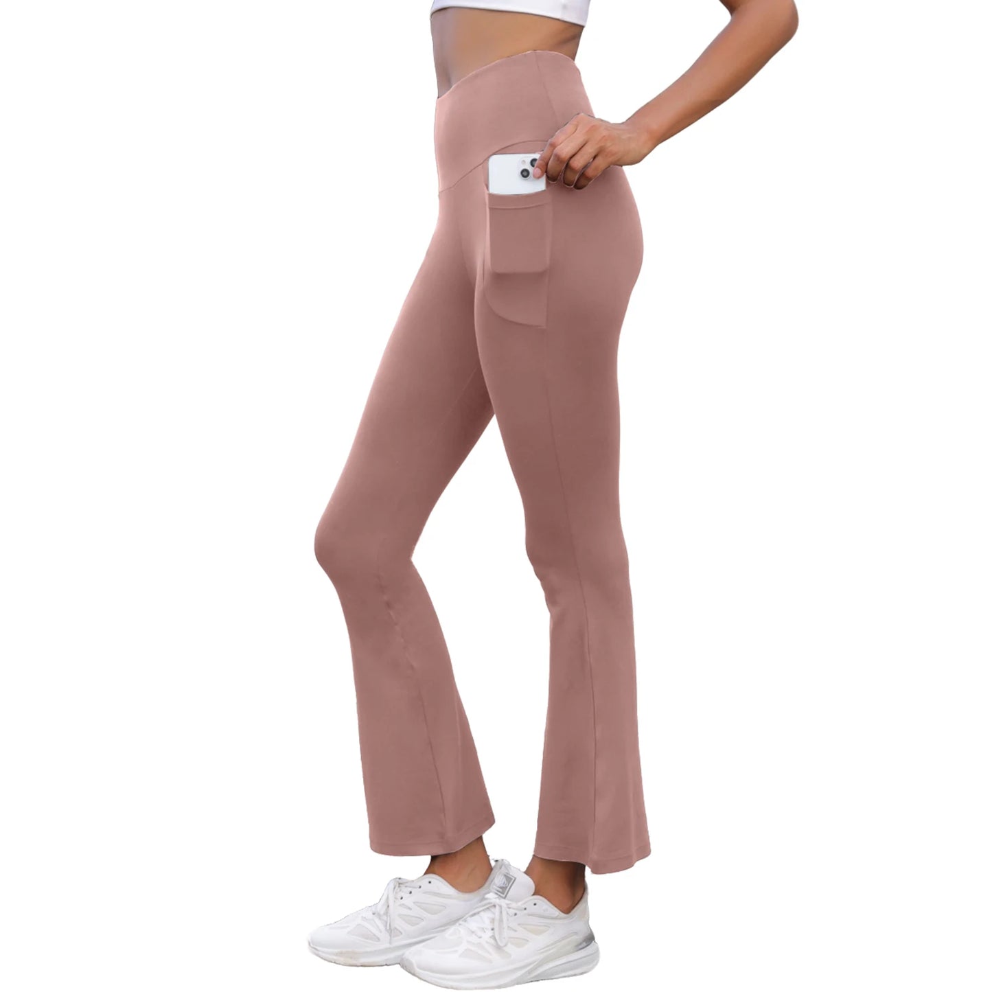 Women's Super Soft Flare Pants with Pockets High Waisted Tummy Control Workout Yoga Push Up Gym  Fitness Leggings Bell Bottoms.