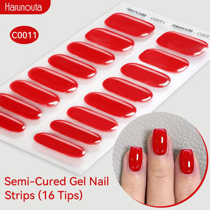 Harunouta Gradient Semi Cured Gel Nail Sticker Long-Lasting UV Nail Sticker UV/LED Extension Gel Nail Foil Gel Polish Full Cover