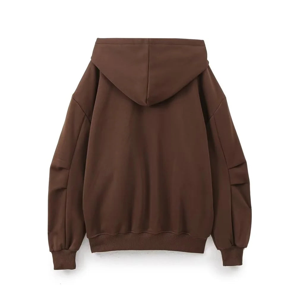 autumn new women's fashionable casual zipper decoration hooded long sleeved sportswear jacket wide leg pants set.