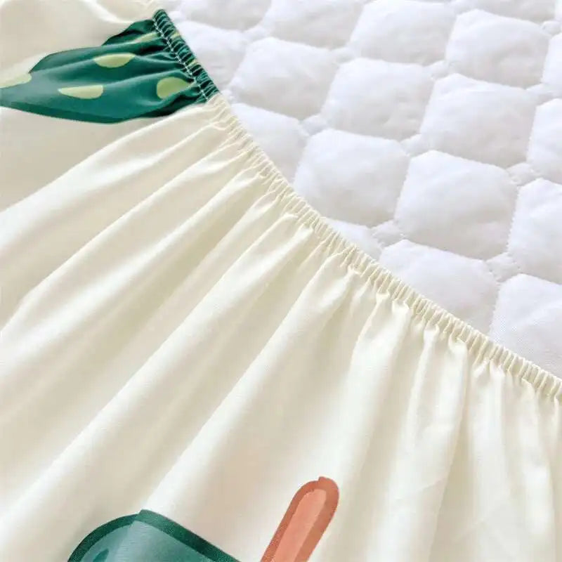 Quilted Mattress Cover 150x200cm - Thick Skin-Friendly Fitted Sheet, 매트리스커버 Breathable Bed Covers (Pillowcase Sold Separately).