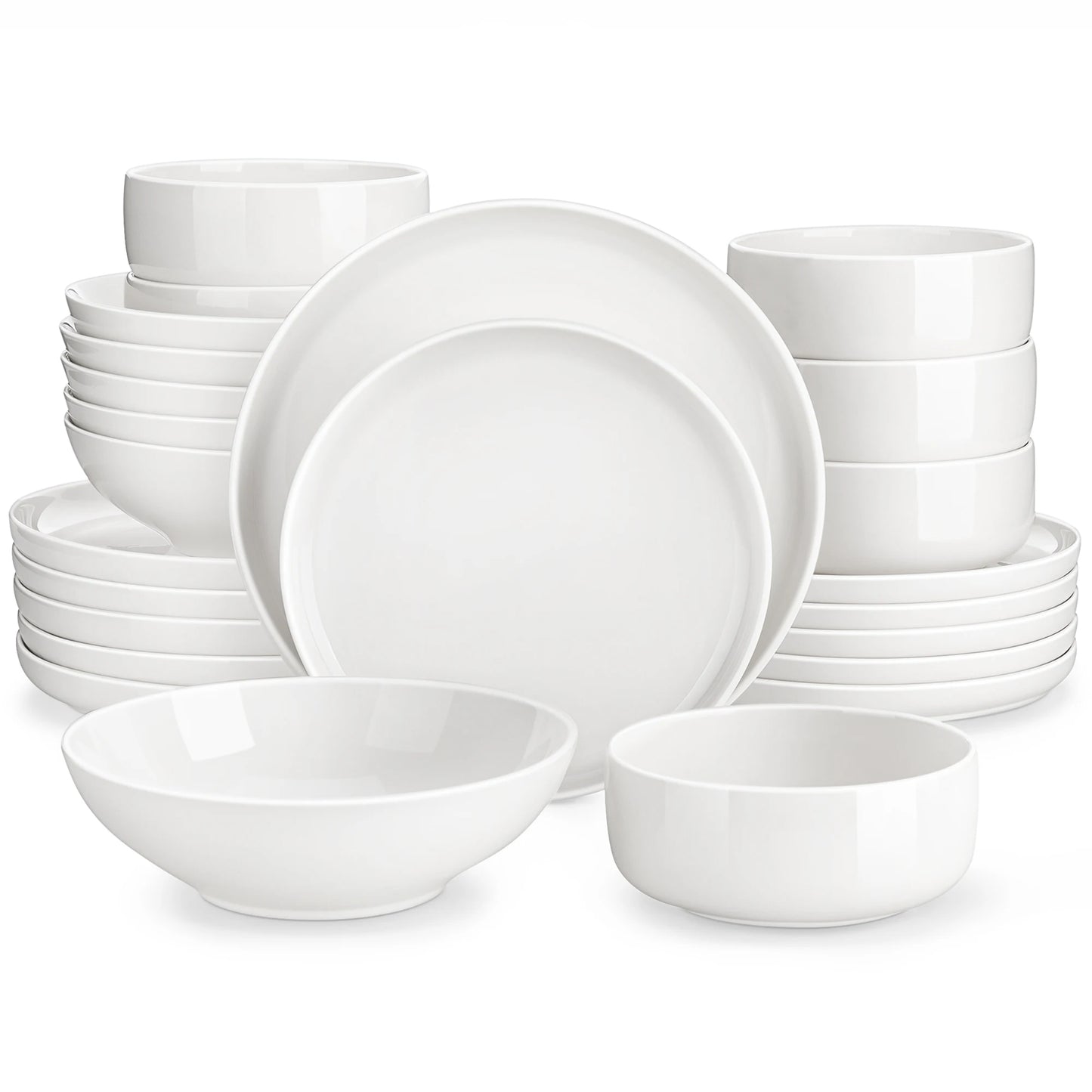 MALACASA 24 Piece Ceramic Plates Porcelain Dinnerware Set with 6 Pcs Dinner/Dessert Plates/Soup/Bowl Tableware Set Service for 6.