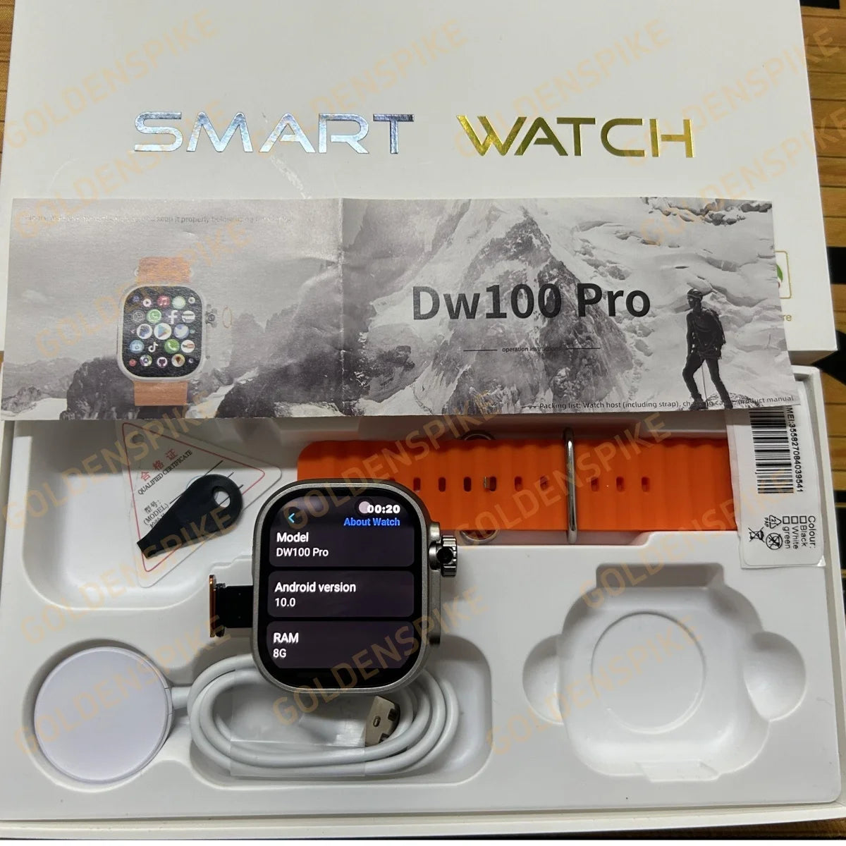 DW100 Pro Android Smartwatch Fingerprint Unlock Control Smart Watch 256GB ROM Free Download App WIFI GPS Camera 2.29inch Amoled.