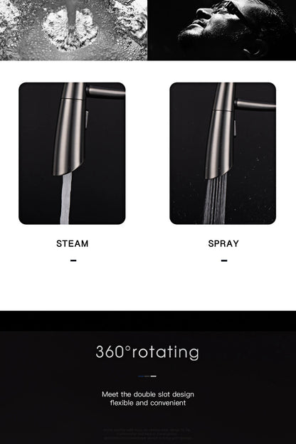 Moderner Luxus-Küchenarmatur aus schwarzem Messing, ausziehbares magnetisches Saugdesign, Einhebelmischer für heißes und kaltes Wasser mit 2 Funktionen