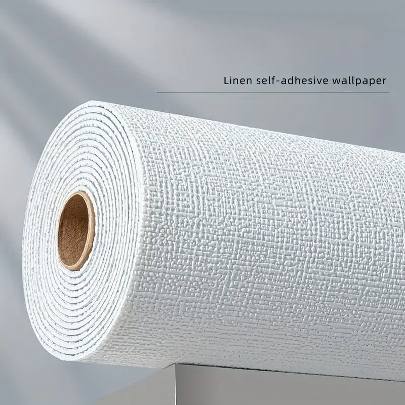 PVC Einfarbig Verdickte Wasserdichte 3D Leinen Selbstklebende Wandaufkleber Schlafzimmer Und Wohnzimmer Wand Renovierung Tapete ﻿