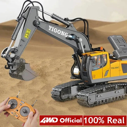 4WD Remote Control Excavator Toy Radio Controlled RC Dump Truck Vehicle Crawler Bulldozer Construction Car Gifts for Kids Boys.