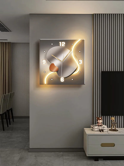 Stein zu laufen Wanduhr Wohnzimmer moderne Licht Luxus Dekoration Uhr hängen Wand leuchte High-End-Sinn Restaurant Uhr