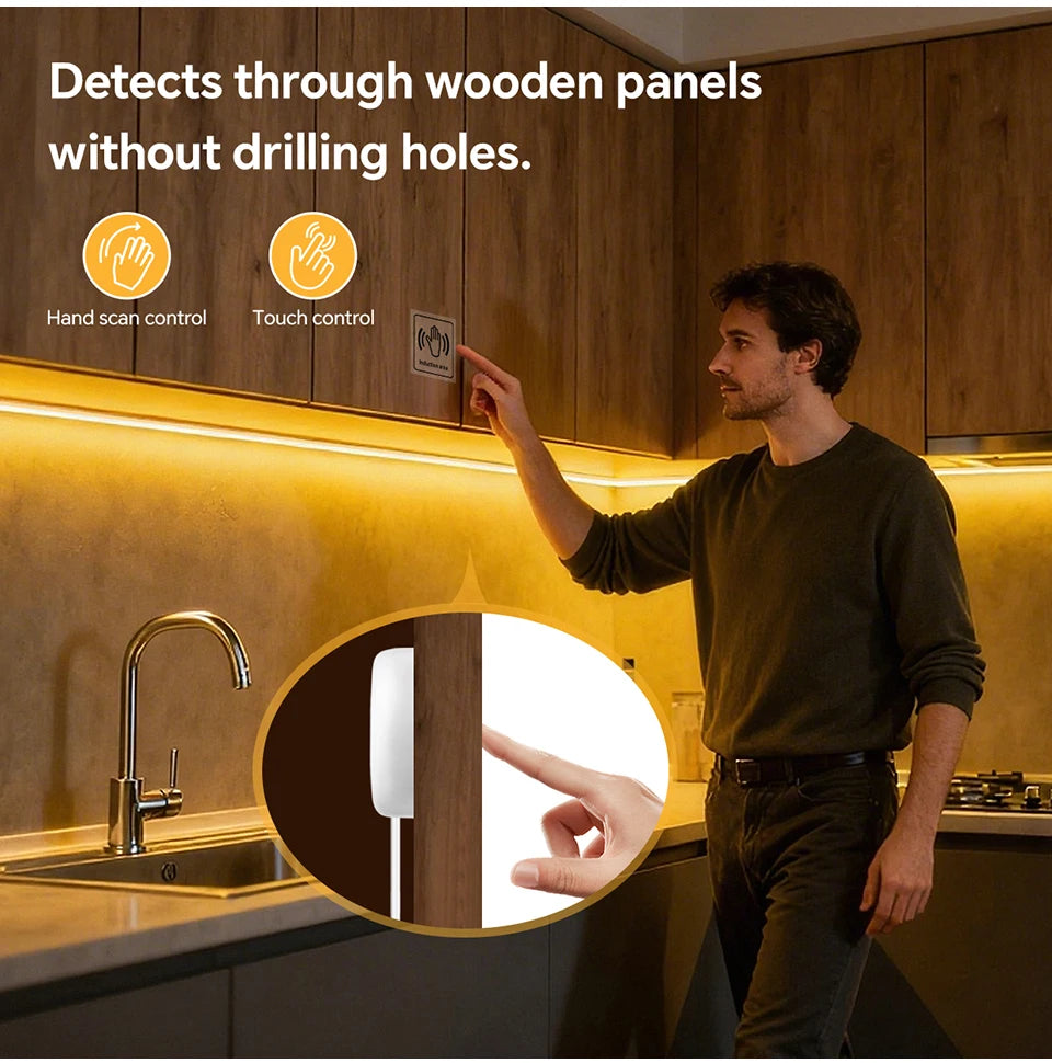 Neon Cob Self-adhesive LED Strip Touch Sensor Light AC110/220V TO DC 24V Silicone Tube Dimmable Neon Tape for Under Cabinet Lamp.