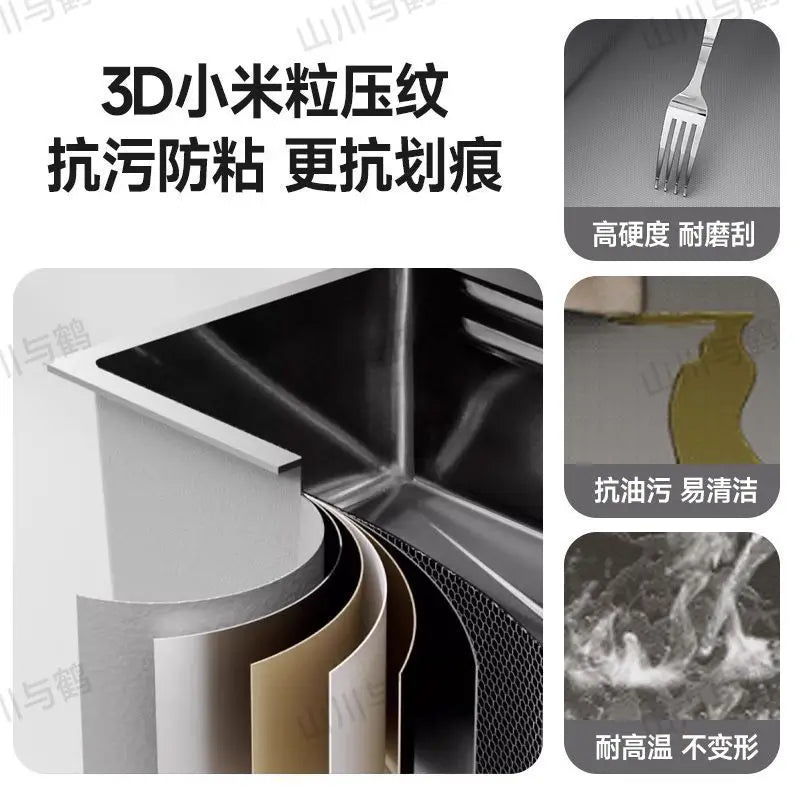 Waterfall kitchen sink nano thickened digital display honeycomb household single slot
