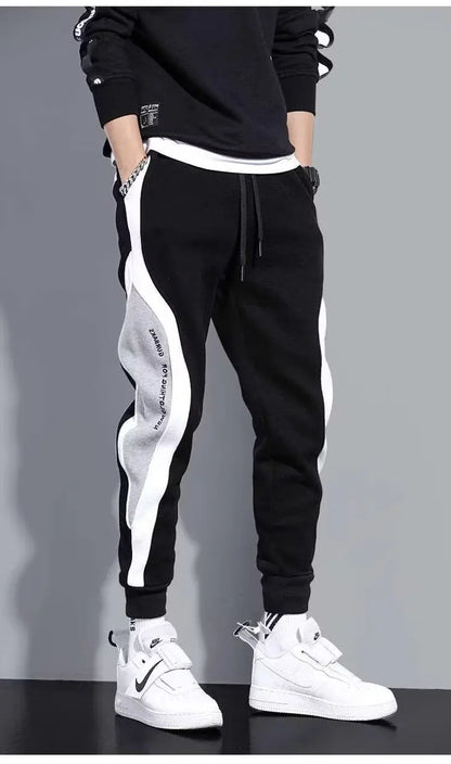 Men Black Pants Hip Hop Drawstring Jogger Fashion Comfortable Trousers Male Casual Sweatpants Loose Elastic Waist Sportswear.
