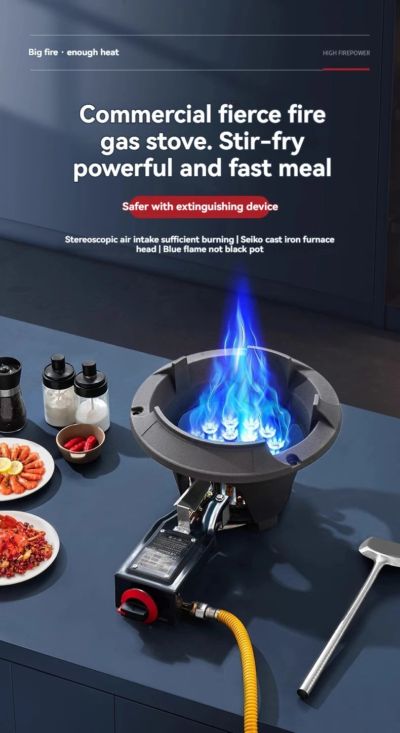 Low-pressure Fierce Fire Stove Single Commercial Gas Stove with Flameout Protection Liquefied Gas Stove Low-pressure.