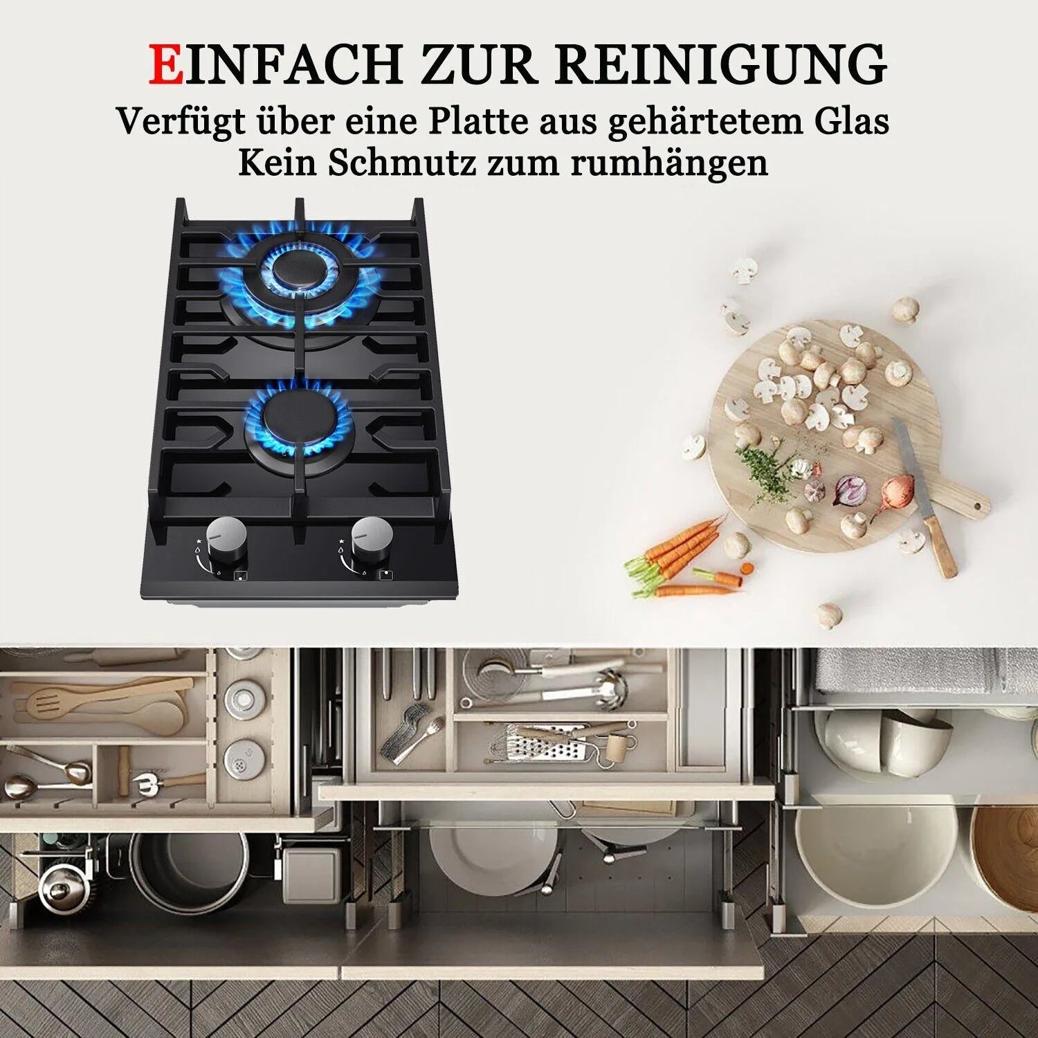 TopStrong 2 Burner Ceramic Glass Built-in Stove Natural Gas Propane Gas hob EUGCT-B02.