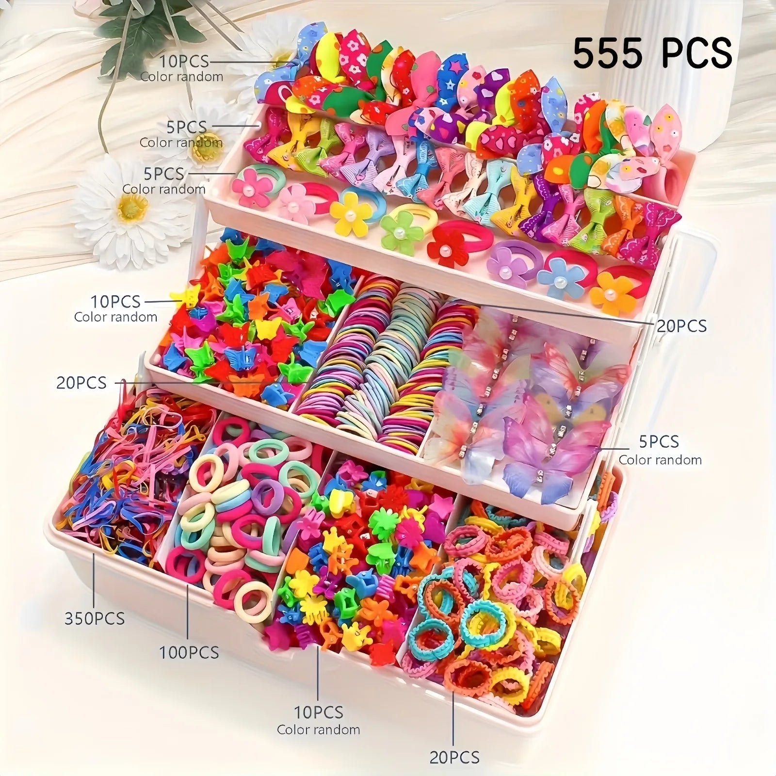287-881PCS (The box is a shooting prop) Children's Hair Clips, Hair Scrunchies, Gift Claw Clips, Hair Accessory Set, Gift Box, P.