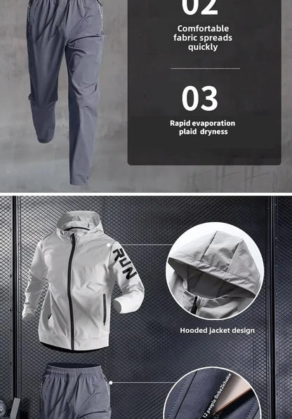Men's Sportswear Set Quick-Dry Running Clothes Fitness Wear Morning Run Clothing Spring Autumn Basketball Training Jacket.