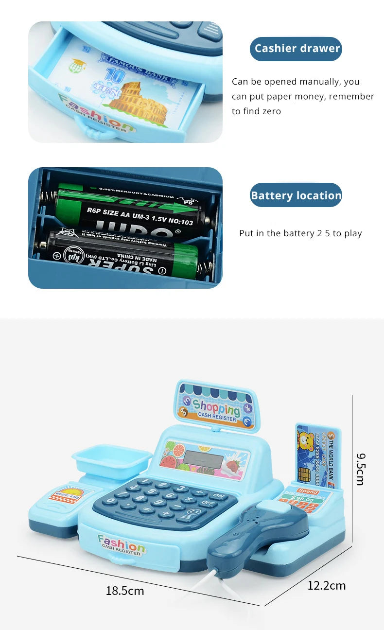 Simulation Shopping Cash House Toys Electronic Game Lighting And Sound Effects Supermarket Cashier Toys.