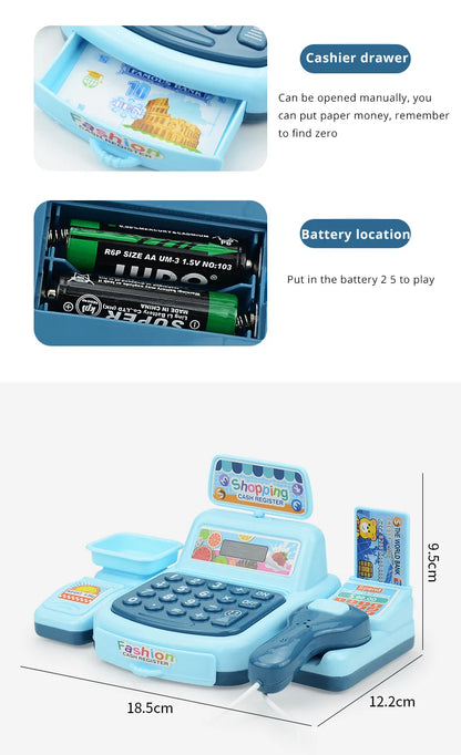 Simulation Shopping Cash House Toys Electronic Game Lighting And Sound Effects Supermarket Cashier Toys.