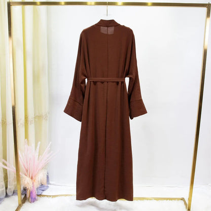 2 Bilder Muslimische Sets Muslim Jilbab Zwei Stücke Frauen Heraus Abaya Lose Strickjacke Mantel Ärmelloses Innenkleid Gebetskleidung mit Gürtel.