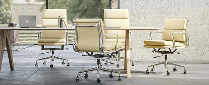 Büro Gasts tuhl gepolsterte Leder bequeme Empfangs stühle mit Rädern verstellbare drehbare rollende Büros tühle