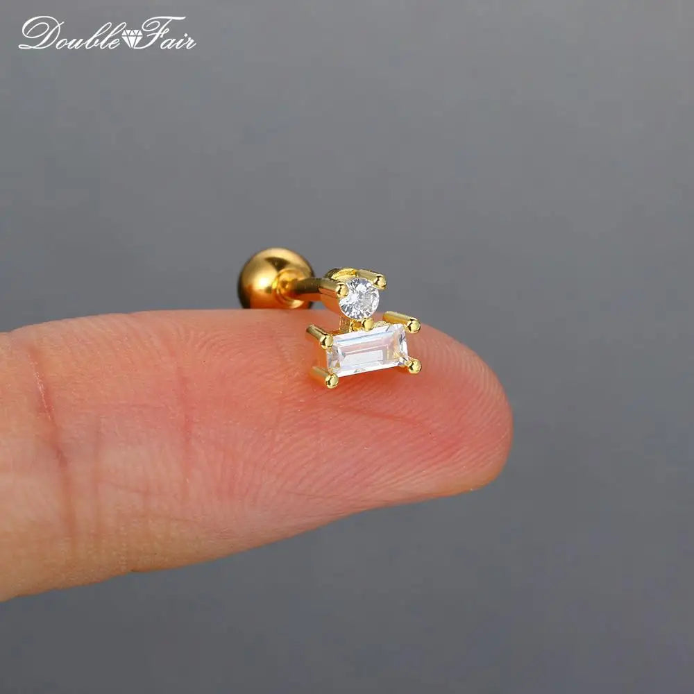 1pc Cartilage Tragus Helix Daith Crystal Ear Piercing Stud Earrings for Women Mini Screw Stainless Steel Stacking Ear Jewelry.