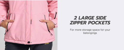 TACVASEN Winter Fleece Lined Hooded Parka Jacket Womens Ski Snowboard Warm Coats Waterproof 5 Zipper Pockets Windbreaker Outwear.