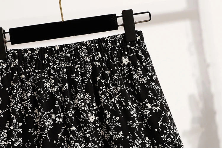 Zjaiss Autumn 2025 Floral Pleated A- Line Skirt Vintage Draped Elegant Chinese Style Women's Half-length Skirts With Lining