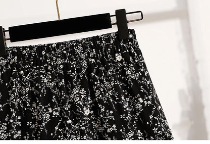 Zjaiss Autumn 2025 Floral Pleated A- Line Skirt Vintage Draped Elegant Chinese Style Women's Half-length Skirts With Lining