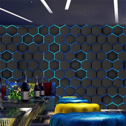 Custom Technology oriented KTV wallpaper private rooms 3D concave hexagonal wall panels e-sports room geometric home decoration
