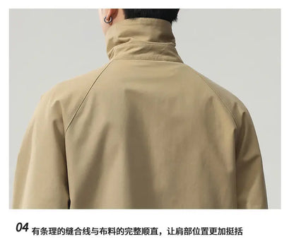 Lapel Jacket Men Spring Autumn Japanese Korean Streetwear Fashion Loose Casual Vintage Cargo Jacket Coat Outerwear