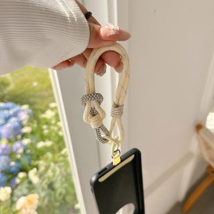 Rhinestone Short Strap Cell Phone Detachable Rope Keychain Braided Mobile Phone Lanyard Hanging Chain Ring Cord Wrist Strap.
