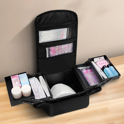 Folding Manicurist Toolbox Portable Cosmetic Bag Travel Makeup Case.