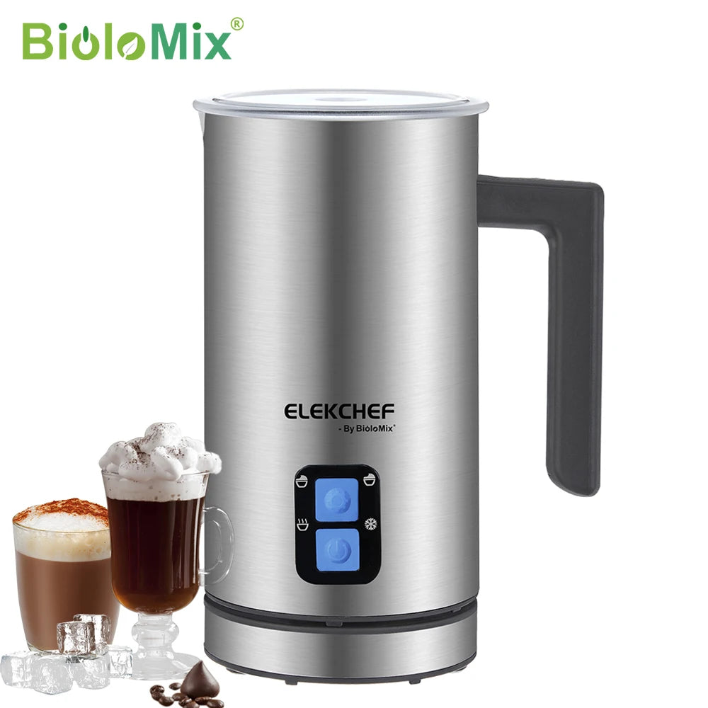 BioloMix Upgraded 4 in 1 Coffee Milk Frother Frothing Foamer Automatic Milk Warmer Cold/Hot Latte Cappuccino Chocolate.