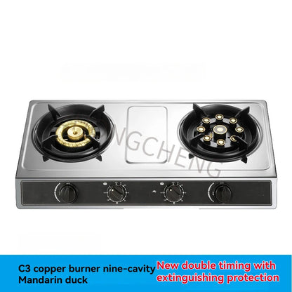Time-out Wind-proof Gas Stove Double-range Liquefied Gas Stove Desktop Energy-saving Fierce Fire Stove.