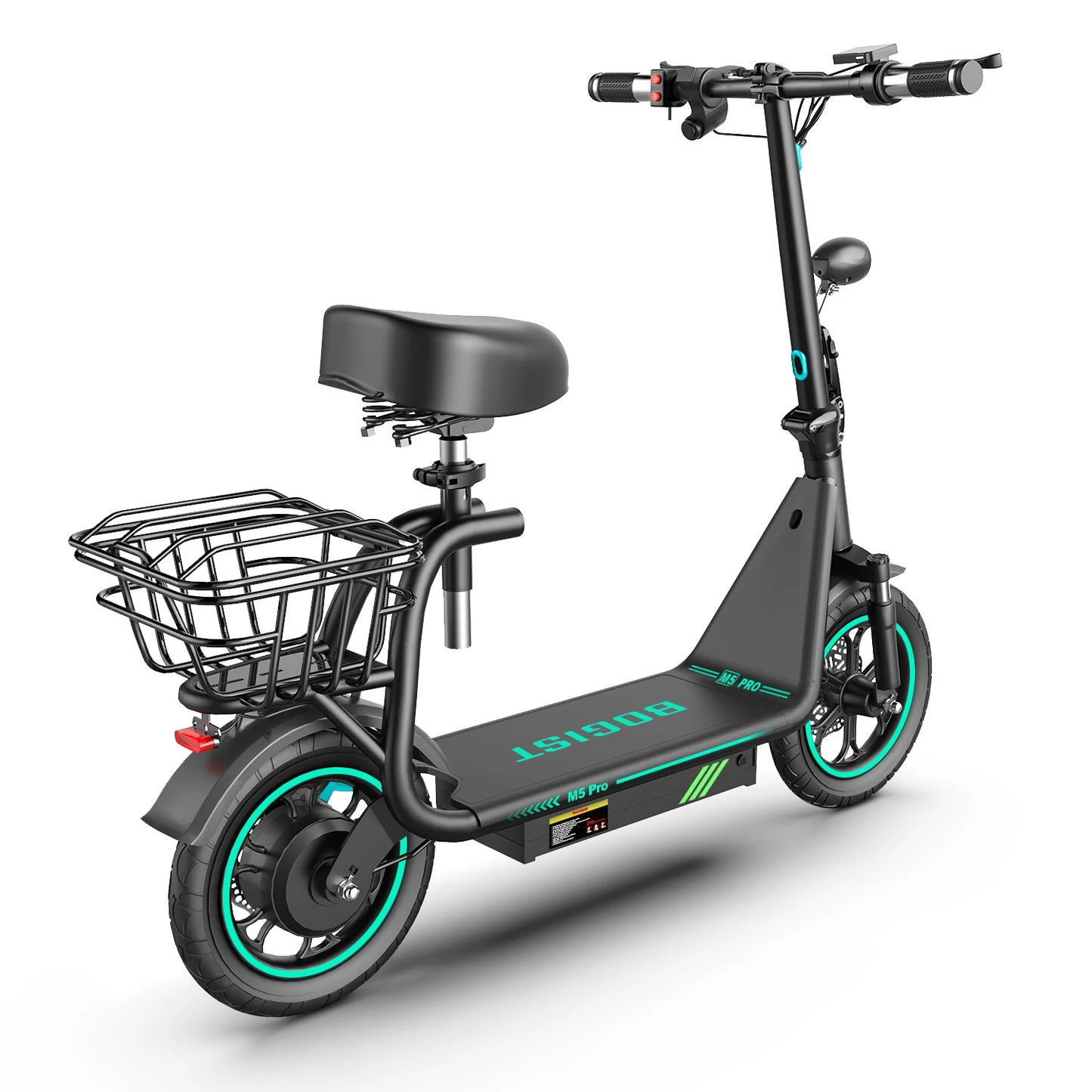 Bogist-M5 Pro Electric Scooter with Storage Basket, Inflatable Wheels, Front Shock Absorber, 500W, 48V, 15Ah, 12 Inch E-Scooter.