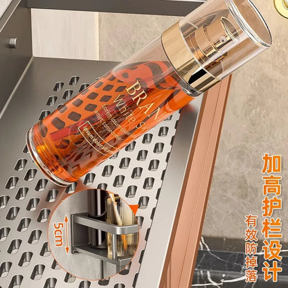 Wandmontiertes Aufbewahrungsregal ohne Bohren, Badezimmer-Waschtischregal für Waschraum, Balkon, Toilette – Organizer-Regal für Küche und Badezimmer