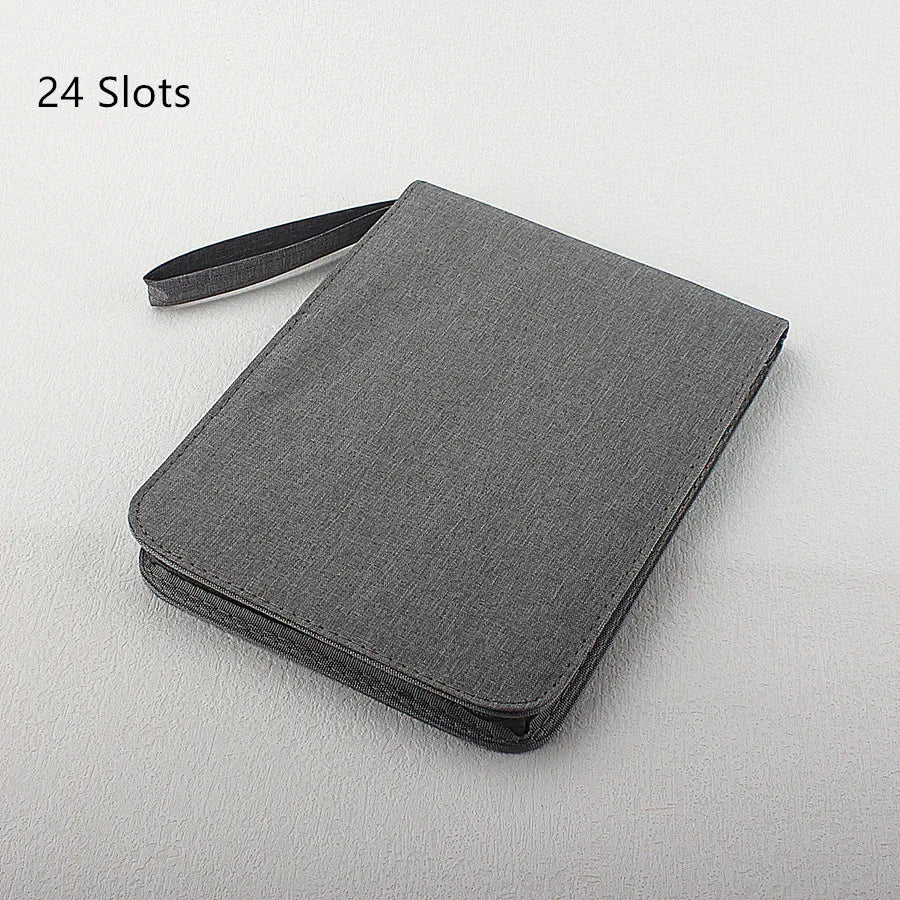 10/24/48 Slots Fountain Pen Case Pencil Case Pouch Bag Canvas Case Black, Gray