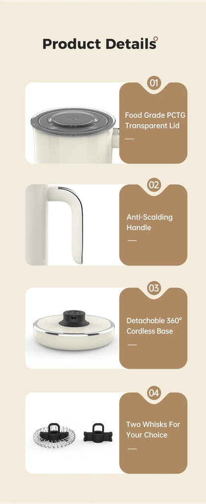 Cafelffe 4in1 Electric Milk Frother Frothing Foamer Chocolate Mixer Cold/Hot Latte Cappuccino Automatic foam milk heater Warmer.