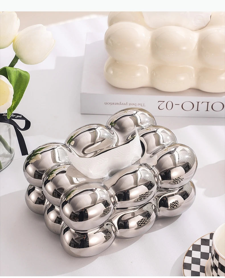 Ceramic Tissue Box Candy Drawer Napkin Paper Drawer Tray Household Storage Dining Table Tissue Box.