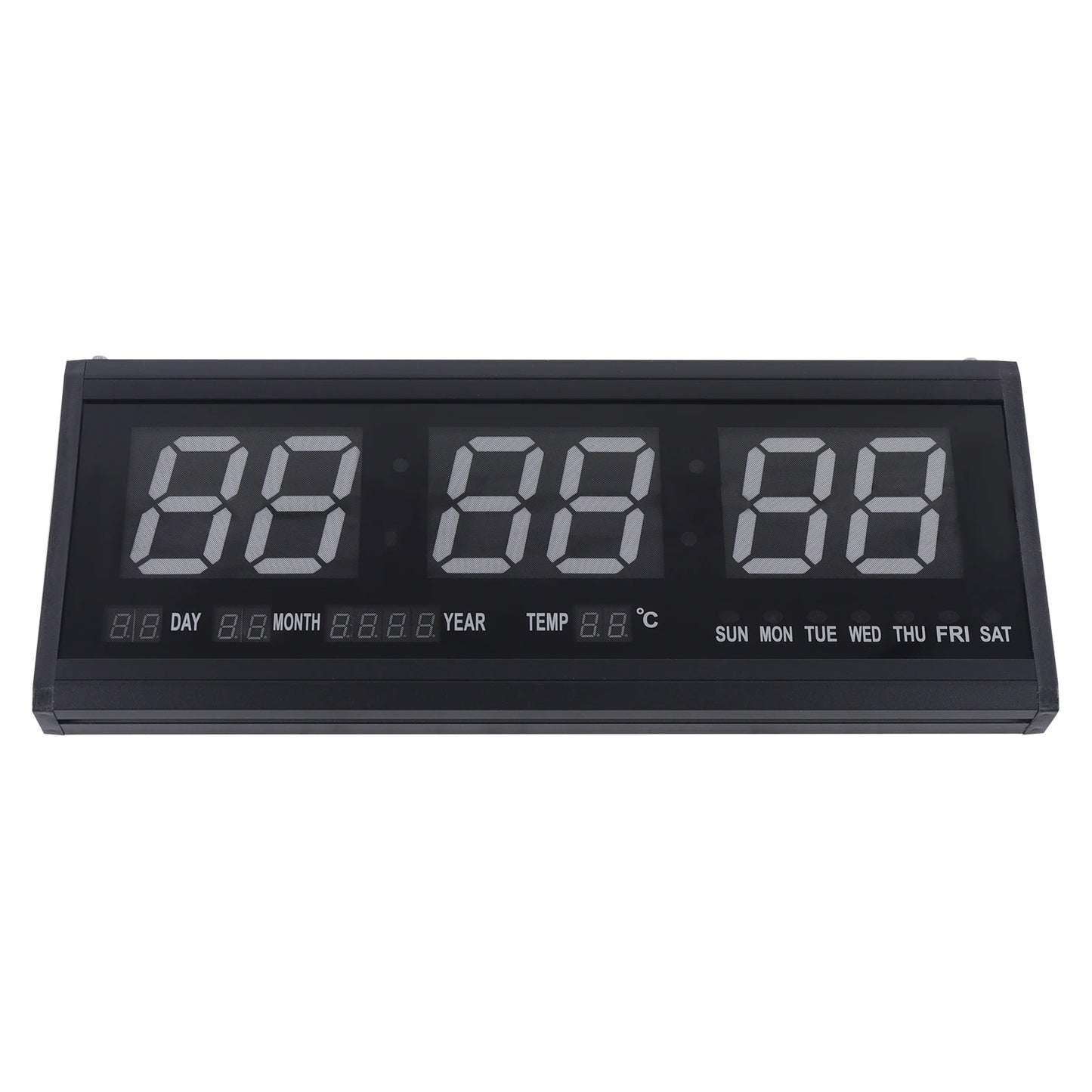 220 V große LED-Digital-Wanduhr, Zeit, Temperatur, Datum, Woche, Anzeige, automatischer Dimmer, leuchtende, leise Tischuhr, Wanduhr, 48 x 19 cm