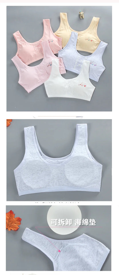 One Size Cartoon Print Girl Bra Sports Exquisite Cute Rabbit Top Underwear Young Puberty Small Training Bra 12-16Y Lingerie.