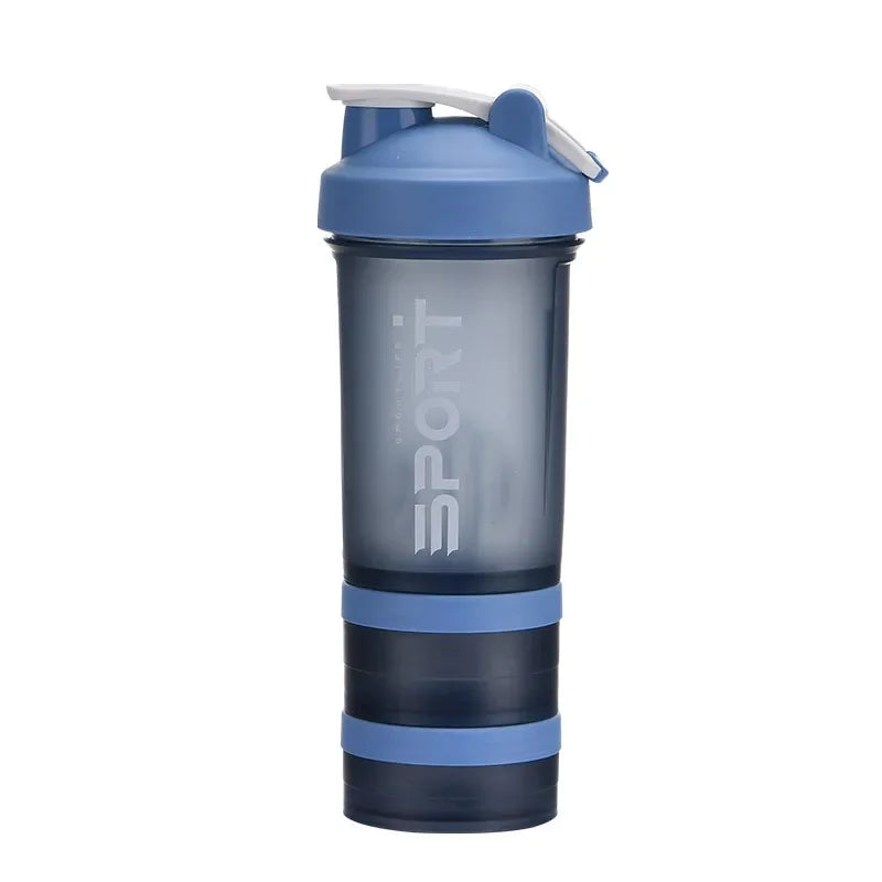 500ML 3-layer Sports Water Protein Powder Shaker Bottle Outdoor Travel Portable Leakproof Drinkware Plastic Drink BPA Free.