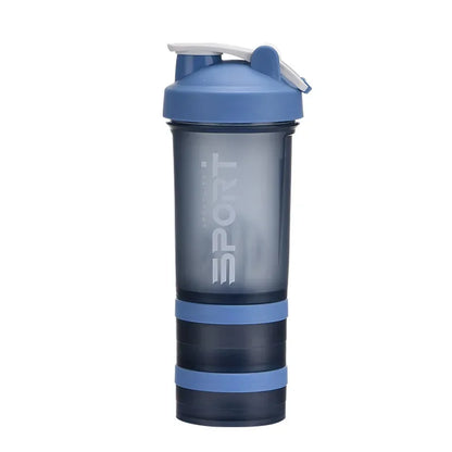 500ML 3-layer Sports Water Protein Powder Shaker Bottle Outdoor Travel Portable Leakproof Drinkware Plastic Drink BPA Free.