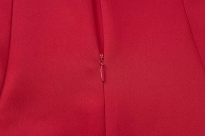 DGLUKE Elegantes rotes Minikleid für Damen, U-Boot-Ausschnitt, ärmellos, hohe Taille, A-Linien-Kleid, rückenfrei, plissiert, kurze Abschlussball-Party-Kleider.