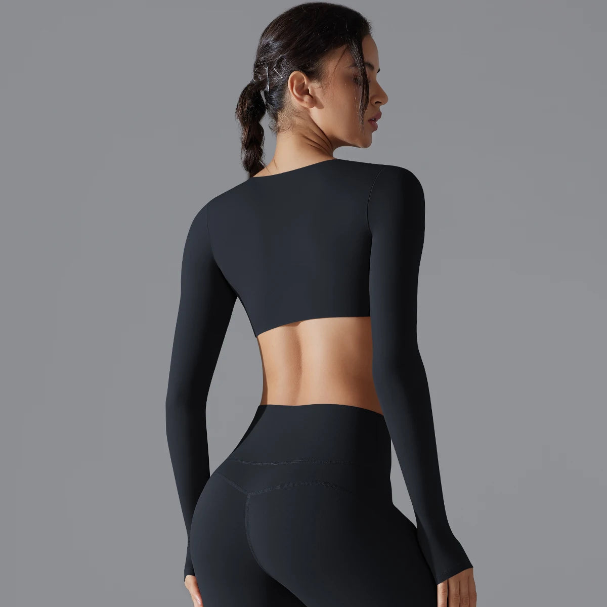 Yoga Long Sleeve Slim Sexy Breathable Quick Drying Sport Brassiere Gym Push Up Shockproof High Intensity Pilates Clothes Women