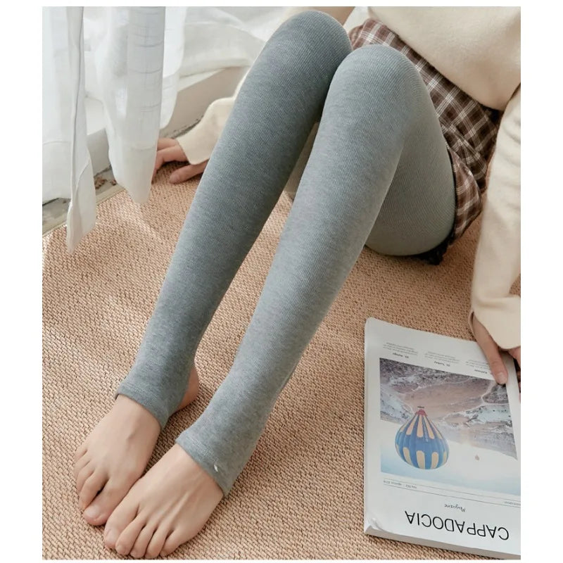 Women's Fall Winter Ribbed Vertical Stripe Thermal Leggings Fleece Thickened  Street Ready Seamless High Waist Thermal Pants.