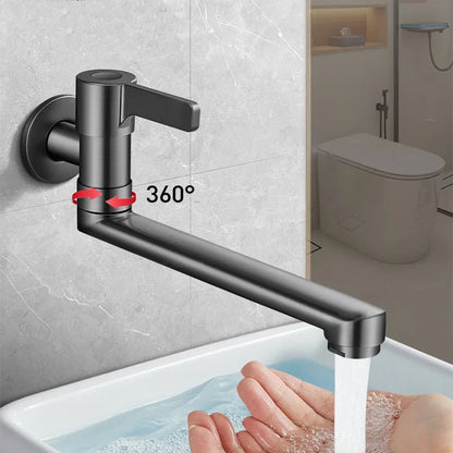 Wall-mounted Faucet Mop Pool Tap Single Hole Faucet Brass 360º Free Spin Single Cold Faucet Kitchen Sink Faucet