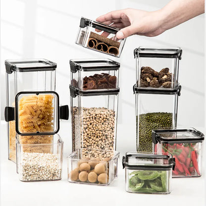 Dry Food Storage Box Food Containers Transparent Stackable Kitchen Spaghetti Noodles Sealed Tank Cans Organizers Bottles