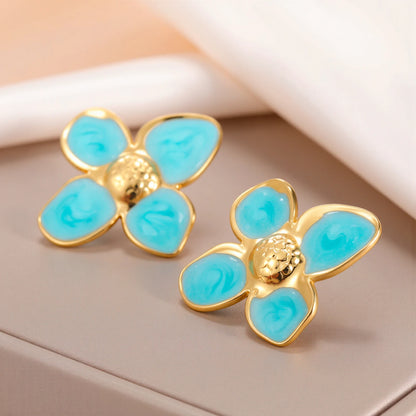 Cazador 2Pcs Flower Women's Earrings Stainless Steel Stud Earrings Jewelry Trend 2025 Party Wedding Birthday Gifts New Wholesale.